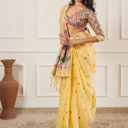 Sangria Woven Design Jamdani Saree With Unstitched Blouse-picture-35