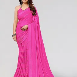 ANAND SAREES Striped Printed Satin Saree-image-54