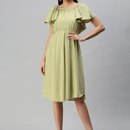SHOWOFF Flutter Sleeves Gathered Fit & Flare Dress-picture-18