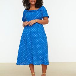 Trendyol Plus Size Polka Dot Print Fit & flare Midi Dress-picture-0