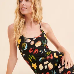 TANDUL Shoulder Straps Floral Print A-Line Midi Dress-picture-17