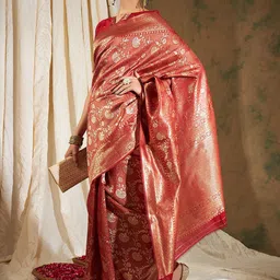 Ishin Ethnic Motifs Woven Design Zari Banarasi Saree-picture-32