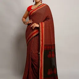BENGAL HANDLOOM Geometric Woven Design Taant Saree-picture-28