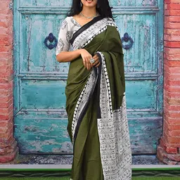Pinkcity Trade World Ethnic Motifs Printed Pure Cotton Bagru Saree-picture-47
