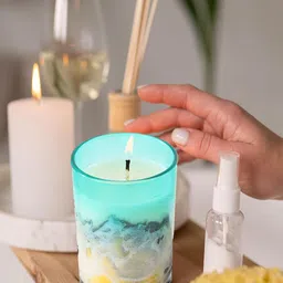 Kuber Industries Blue & Yellow Scented Jar Candle-picture-24