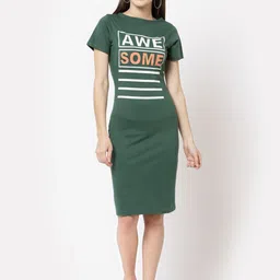 aayu Typography Printed T-shirt Dress-image-12