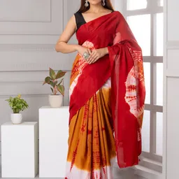 Shivanya  Handicrafts Tie and Dye Pure Cotton Block Print Saree-picture-25