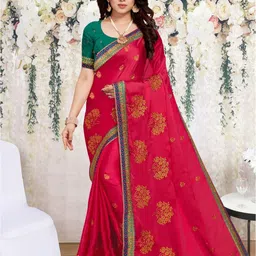 Mitera Floral Embroidered Silk Blend Saree-picture-42