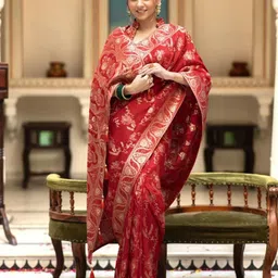 Flosive Floral Art Silk Banarasi Saree-picture-13