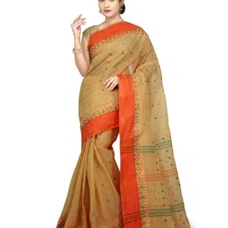 WoodenTant Ethnic Motif Pure Cotton Taant Saree-image-84