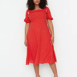 Trendyol Polka Dot Printed Fit & Flare Dress-picture-23