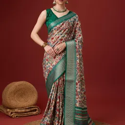 SANGAM PRINTS Ethnic Motifs Zari Saree-image-3