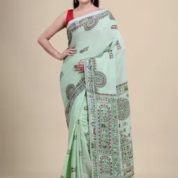 HOUSE OF ARLI Warli Printed Pure Cotton Saree-picture-37