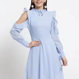 aayu Mock Neck Fit And Flare Dress-picture-20