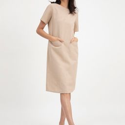FableStreet Round Neck Linen Sheath Dress-picture-34