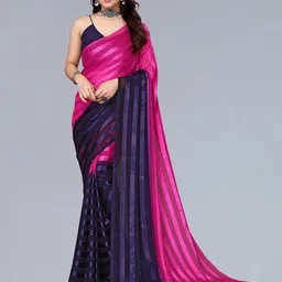 moda rapido ANAND SAREES Striped Satin Saree-picture-17