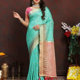 KALINI Ethnic Motifs Zari Banarasi Saree-image-28