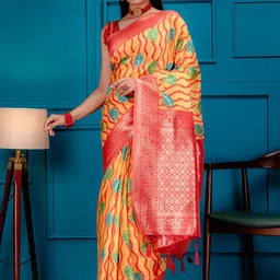 MIMOSA Floral Woven Design Zari Banarasi Saree-picture-13