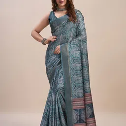 Mitera Ethnic Motifs Printed Zari Pure Silk Saree-image-76