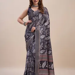 Ishin Floral Pashmina  Zari Silk Blend Saree-image-70