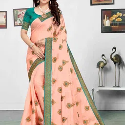 Mitera Embellished Embroidered Silk Blend Saree-picture-27