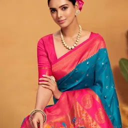 KALINI Woven Design Zari Silk Blend Paithani Saree-picture-18