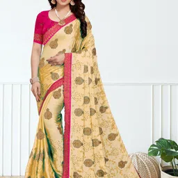 Mitera Women Ethnic Motifs Embroidered Silk Blend Saree-image-16