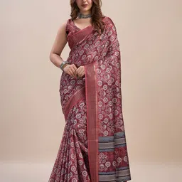 Mitera Ethnic Motifs printed Zari Pure Silk Saree-image-47