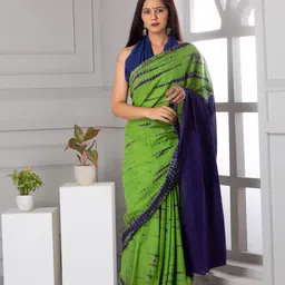Shivanya  Handicrafts Tie and Dye Pure Cotton Block Print Saree-picture-17