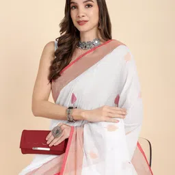 Bong ButiQ Ethnic Motifs Woven Design Zari Pure Cotton Khadi Saree-picture-12