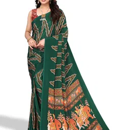 FABMORA Geometric Printed Pure Crepe Saree-picture-6