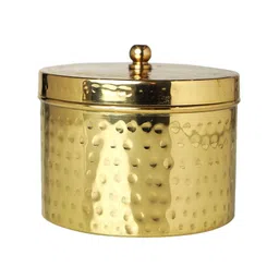 OHRIA AYURVEDA Gold Toned Textured Scented Rose and Oudh Luxury Copper Brass Candle-picture-30