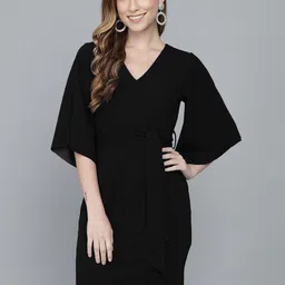 ADDYVERO Black Flared Sleeves Sheath Dress-picture-26