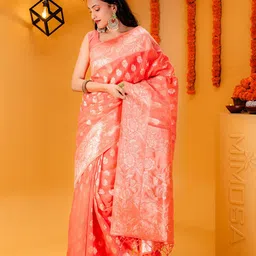 MIMOSA Ethnic Motifs Woven Design Zari Banarasi Saree-picture-31