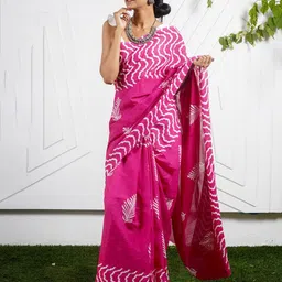 Pinkcity Trade World Floral Pure Cotton Bagru Saree-picture-48