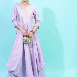 Vishudh Women Mauve Self-Design Dress-picture-14