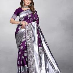 Hinayat Fashion Woven Design Zari Detailed Banarasi Saree-image-24
