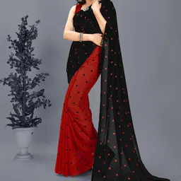 moda rapido ANAND SAREES Polka Dot Half and Half Saree With Blouse Piece-picture-16
