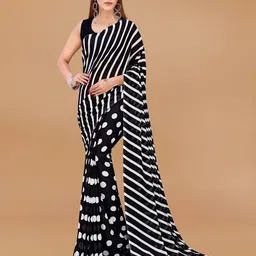 moda rapido ANAND SAREES Striped Printed Half and Half Saree-picture-16