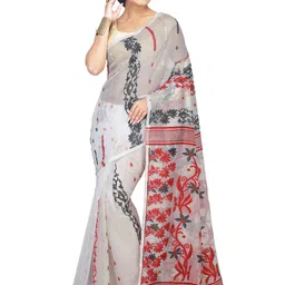 BENGAL HANDLOOM Floral Woven Design Art Silk Taant Saree-picture-14
