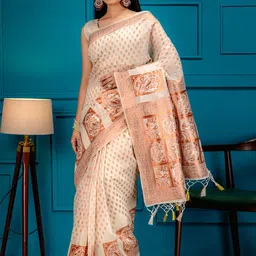 MIMOSA Ethnic Motifs Woven Design Zari Banarasi Saree-picture-32
