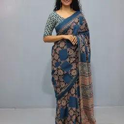 Pinkcity Trade World Floral Pure Cotton Bagru Saree-picture-45