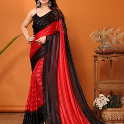 ANAND SAREES Striped Satin Saree-image-69
