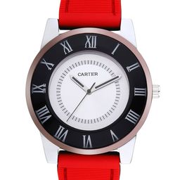 Sandy D Carter Men White Brass Dial & Red Straps Analogue Watch-SD-Carter-30-WH-White-picture-20
