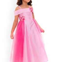 A Little Fable Girls Pink Colourblocked Fit & Flare Dress-image-0