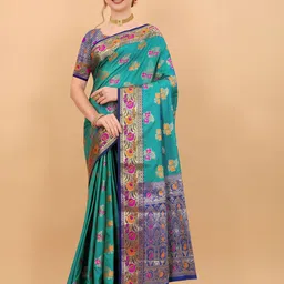 KALINI Ethnic Motifs Zari Banarasi Saree image 1