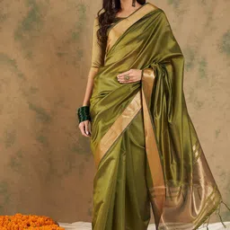 Ishin Zari Organza Woven Design Border Saree-image-0