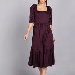 shashvi WomenPurple A-Line Midi Fit and Flare Dress-picture-18