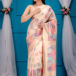 MIMOSA Ethnic Motifs Woven Design Zari Art Silk Banarasi Saree-image-38