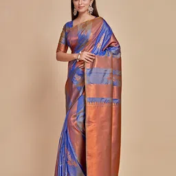 MIMOSA Striped Zari Kanjeevaram Saree-image-7